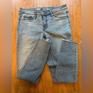 Mossimo denim from Target. Mid-rise jeggings with a raw hem